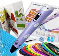 3D ручка набор XXL Myriwell RP100B Фиолетовый 3D ручка Myriwell RP100B + 20 цветов PLA пластика + книжка с трафаретами (40 штук) + 3D термоковрик + подставка + лопатка + напальчник (2 штуки) (RP100B-XXL-Purple)