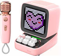 Портативная колонка Divoom Ditoo Mic с микрофоном и пиксельным LED-экраном - розовая (41000009683)