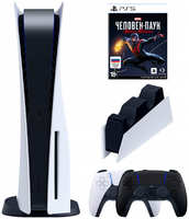 Игровая приставка Sony PlayStation 5 (3-ревизия)+2-й геймпад(черный)+зарядное+Человек-паук CFI-1200A (1200A1216A1218A)
