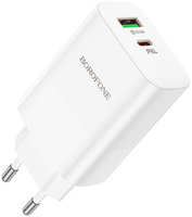 Сетевое зарядное устройство Borofone BN10 1x USB Type A, 1xUSB Type-C 3 А белый (00059704)