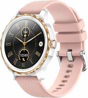 Lemfo Смарт-часы круглые QR02 розовый (QR02-Pink) Cмарт часы женские круглые QR02