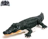 Крокодил радиоуправляемый, плавает, работает от аккумулятора, цвет зелёный