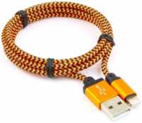 Кабель Gembird Cablexpert CC-ApUSB2oe USB 2.0 AM / Lightning 8P, 1 м, оранжевый / черный (CC-ApUSB2oe1m)