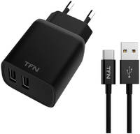 Сетевое зарядное устройство TFN Rapid+, 2 USB, 2,4 A, (TFN-WCRPD12W2U03) black