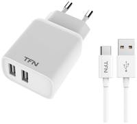Сетевое зарядное устройство TFN Rapid+, 2 USB, 2,4 A, (TFN-WCRPD12W2U04) white