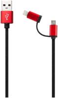 Кабель Red Line LX01 2 в 1, USB - microUSB+8-pin, neylon, Black LX01 2 в 1, USB - microUSB+8-pin, нейлон, черный
