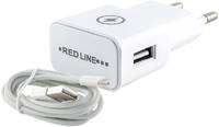 Сетевое зарядное устройство RED LINE 1 USB, 1 A, lightning