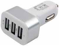 Автомобильный адаптер питания Cablexpert CAR17 зарядка 4.1А 3 USB-порта, белый
