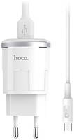 Сетевое зарядное устройство Hoco C37A, 1xUSB, microUSB, 2,4 A, white