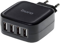 Сетевое зарядное устройство BURO TJ-286B, 4xUSB, 5 A, black