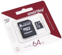 Карта памяти SmartBuy Micro SD 64GB Карты памяти (SMARTBUY-64GB-10CL)