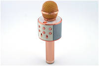 Микрофон-колонка Wster WS-858 Gold / Pink