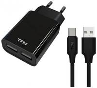 Сетевое зарядное устройство TFN 2 USB, 2,4 A, (WC2U24AUSBCBK) black