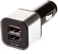 Зарядное устройство (адаптер) 12V USBх2 (1.0+3.1А) SKYWAY Черный / серебро в коробке (S04601003)