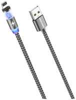 Дата-кабель More choice K61Si Smart USB 2.4A для Lightning 8-pin Magnetic нейлон 1м Silver (K61Si Silver)