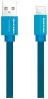 Дата-кабель More choice K20a USB 2.1A для Type-C плоский нейлон 1м Blue