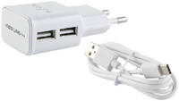 Сетевое зарядное устройство RED LINE NT-2A, 2 USB, 2,1 A, type-c, white