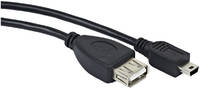 Кабель Gembird USB 2,0 OTG USBAF / Mini-BM, 0,15м, пакет A-OTG-AFBM-002