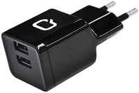 Сетевое зарядное устройство QUMO 2 USB, 3,1 A, (23841) black