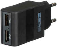 Cетевое Зарядное Устройство InterStep 2 USB 2,1A Black IS-TC-TYPCUSBRT-000B201