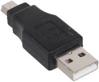 Переходник 3Cott 3C-USBAM-MINI-USB5PM-AD26, с USB A/M на Mini USB/M, черный 3C-AD26