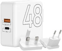 Сетевое зарядное устройство Lyambda LT48-WT, 1 USB / 1 USB Type-C, 3 A, white