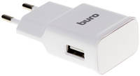 Сетевое зарядное устройство BURO TJ-248W, 1xUSB, 2,4 A, white