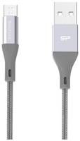 Кабель Silicon Power microUSB-USB для зарядки и синхронизации 1м, нейлон, Gray (SP1M0ASYLK30AB1G)