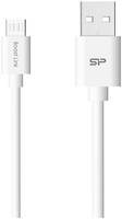 Кабель Silicon Power microUSB-USB для зарядки и синхронизации 1м, пластик, White (SP1M0ASYLK10AB1W)