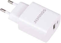 Sonnen QC 3,0, 220В, быстрое, сетевое, порты USB, Type-C, 3 А, белое