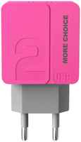 Сетевое зарядное устройство 2USB 2.4A для Type-C More choice NC46a 1м Pink (NC46a Pink)