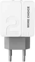 Сетевое зарядное устройство 2USB 2.4A для Type-C More choice NC46a 1м White White (NC46a White White)