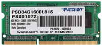 Patriot Memory Оперативная память Patriot 4Gb DDR-III 1600MHz SO-DIMM (PSD34G1600L81S)