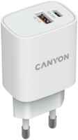 Сетевое зарядное устройство CANYON H-20-04 1xUSB, 1xUSB Type-C 3 А белый (CNE-CHA20W04)