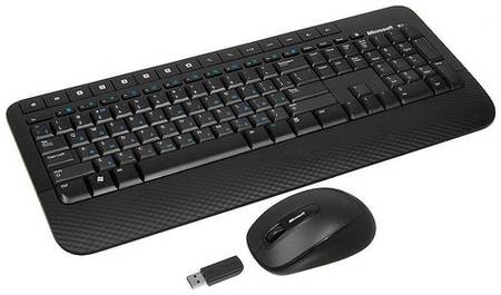 Комплект (клавиатура+мышь) Microsoft 2000, USB, беспроводной, черный [m7j-00012]