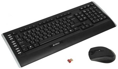 Комплект (клавиатура+мышь) A4TECH 9300F, USB, беспроводной, черный 966083111
