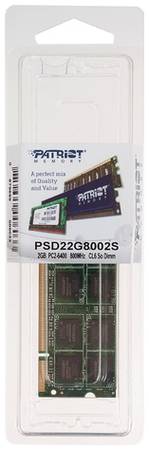 Оперативная память Patriot PSD22G8002S DDR2 - 1x 2ГБ 800МГц, для ноутбуков (SO-DIMM), Ret 966141114