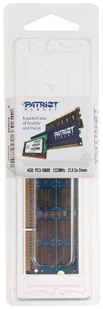Оперативная память Patriot PSD34G13332S DDR3 - 1x 4ГБ 1333МГц, для ноутбуков (SO-DIMM), Ret