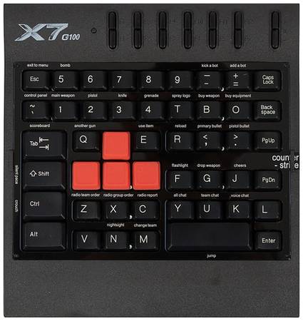 Игровой блок A4TECH X7-G100, USB, без русского алфавита, черный 966188205