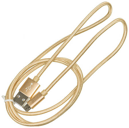 Кабель Buro Braided, micro USB (m) - USB (m), 1м, 2.4A, золотистый [bhp ret micusb-br]