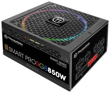 Блок питания Thermaltake Smart Pro RGB, 850Вт, 140мм, черный, retail [ps-spr-0850fpcbeu-r] 966263375