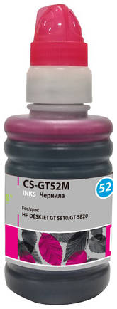 Чернила Cactus CS-GT52M M0H55AE, для HP, 100мл, пурпурный 966282073