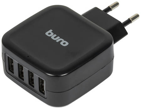 Сетевое зарядное устройство Buro TJ-286B Smart, 4xUSB, 25Вт, 5A, черный 966299036