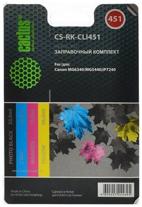 Заправочный набор Cactus CS-RK-CLI451, для Canon, 120мл, многоцветный 966321032