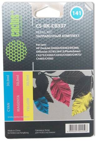 Заправочный набор Cactus CS-RK-CB337, для HP, 30мл, многоцветный