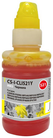 Чернила Cactus CS-I-CLI521Y, для Canon, 100мл, желтый 966321134