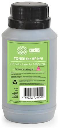 Тонер Cactus CS-THP6M-90, для HP CLJ 1600/2600, пурпурный, 90грамм, флакон 966513862