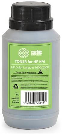 Тонер Cactus CS-THP6BK-95, для HP CLJ 1600/2600, черный, 95грамм, флакон 966513868