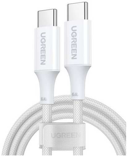 Кабель UGREEN US557, USB Type-C (m) - USB Type-C (m), 2м, в оплетке, 5A, белый [15269] 9666420546