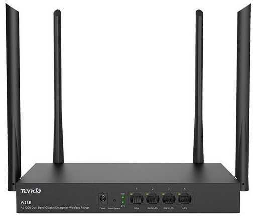 Wi-Fi роутер TENDA W18E, AC1200, черный 9666422274